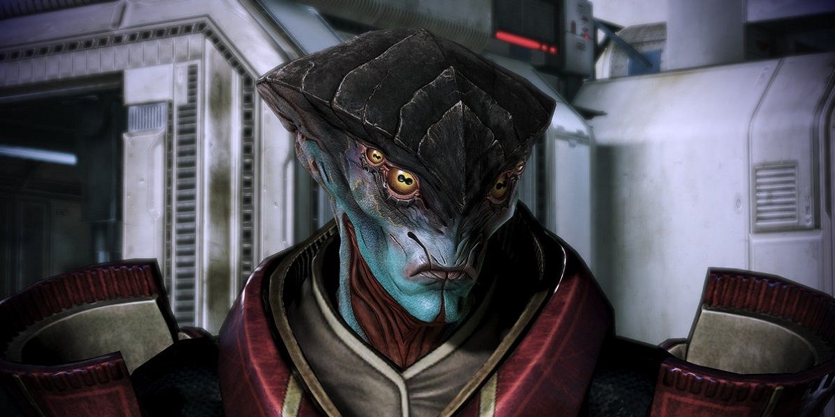 Javik looking serious in Mass Effect 3.