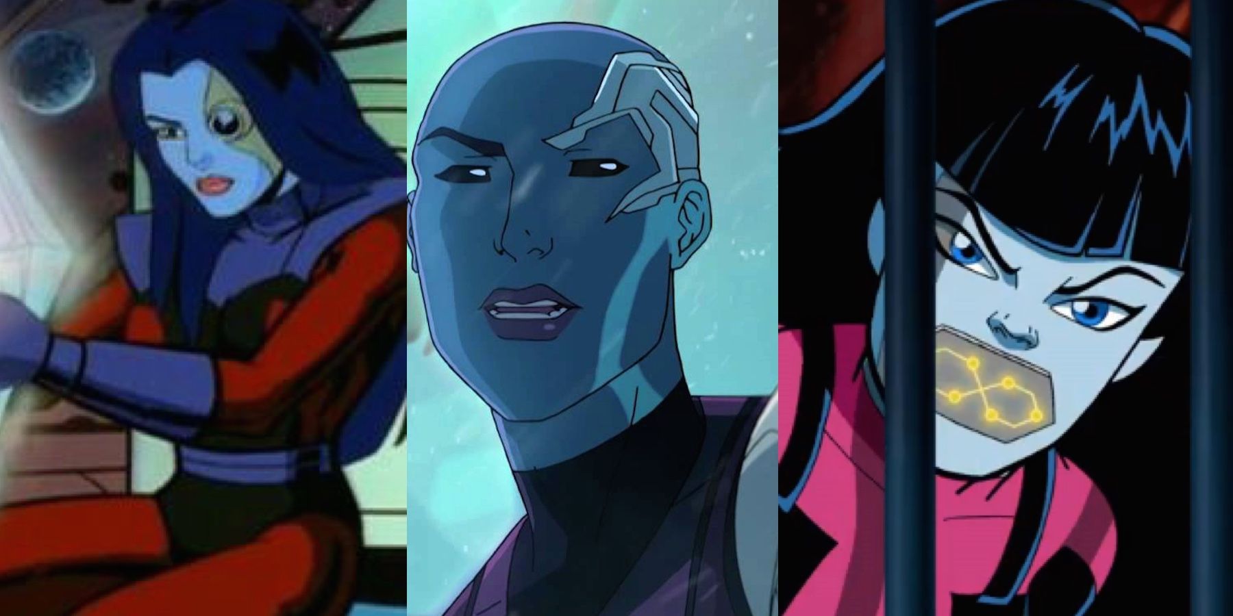 A split image features three different versions of the Nebula animated character