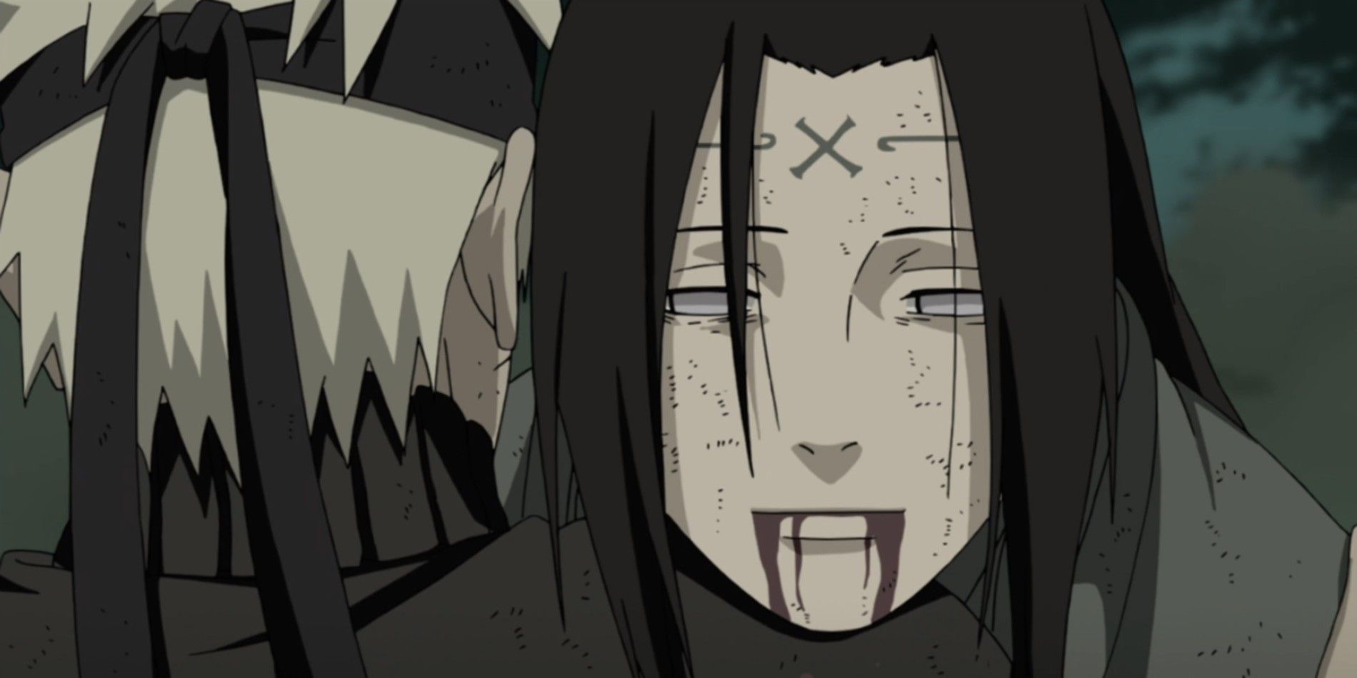 Naruto holding on to Neji as he is starting to die in Naruto Shippuden Fourth Shinobi War
