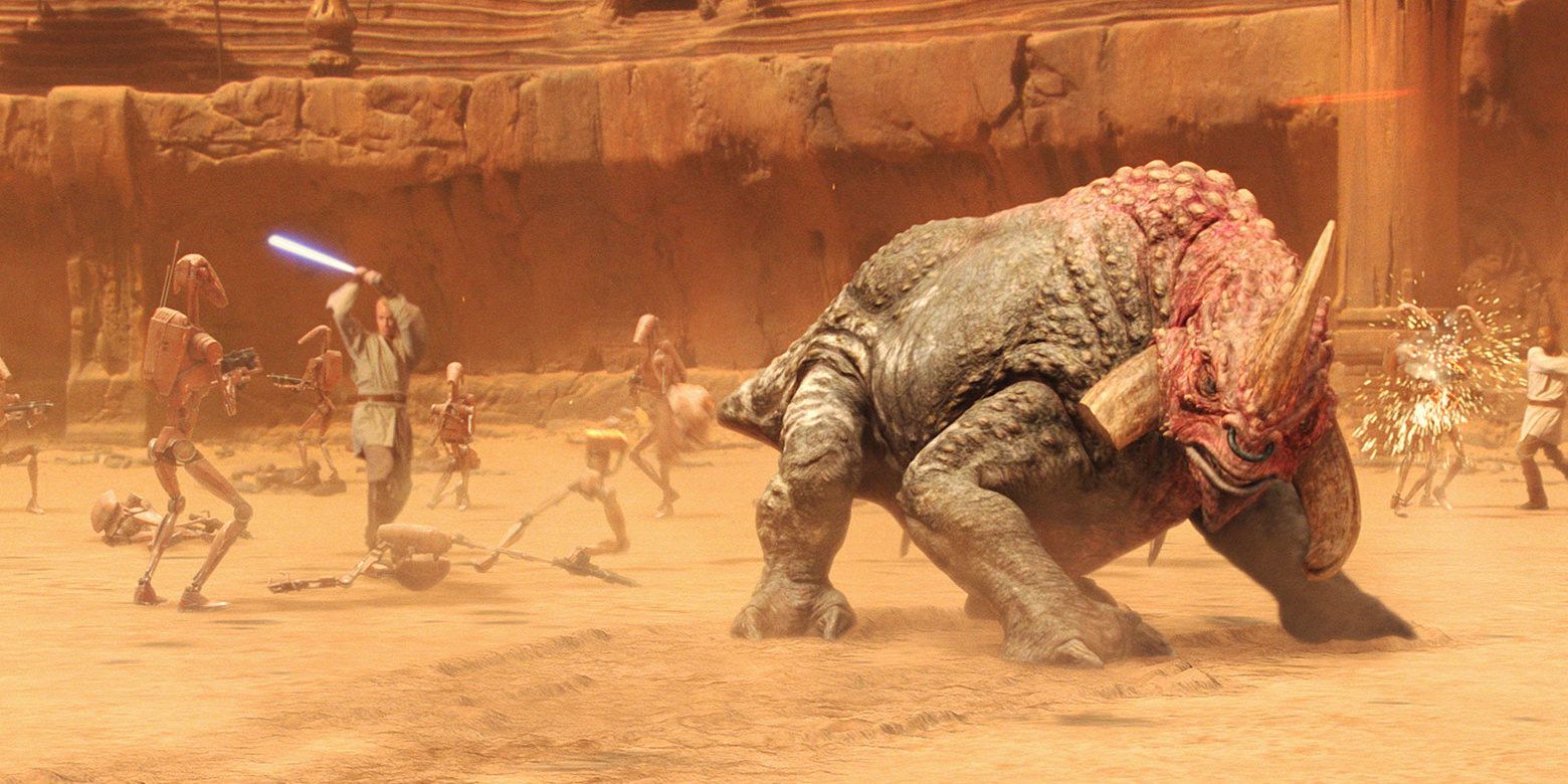 Reek monster in the Geonosis Arena in Attack of the Clones