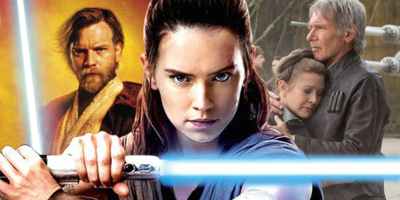 Rey with Obi-Wan Kenobi Han and Leia from Star Wars
