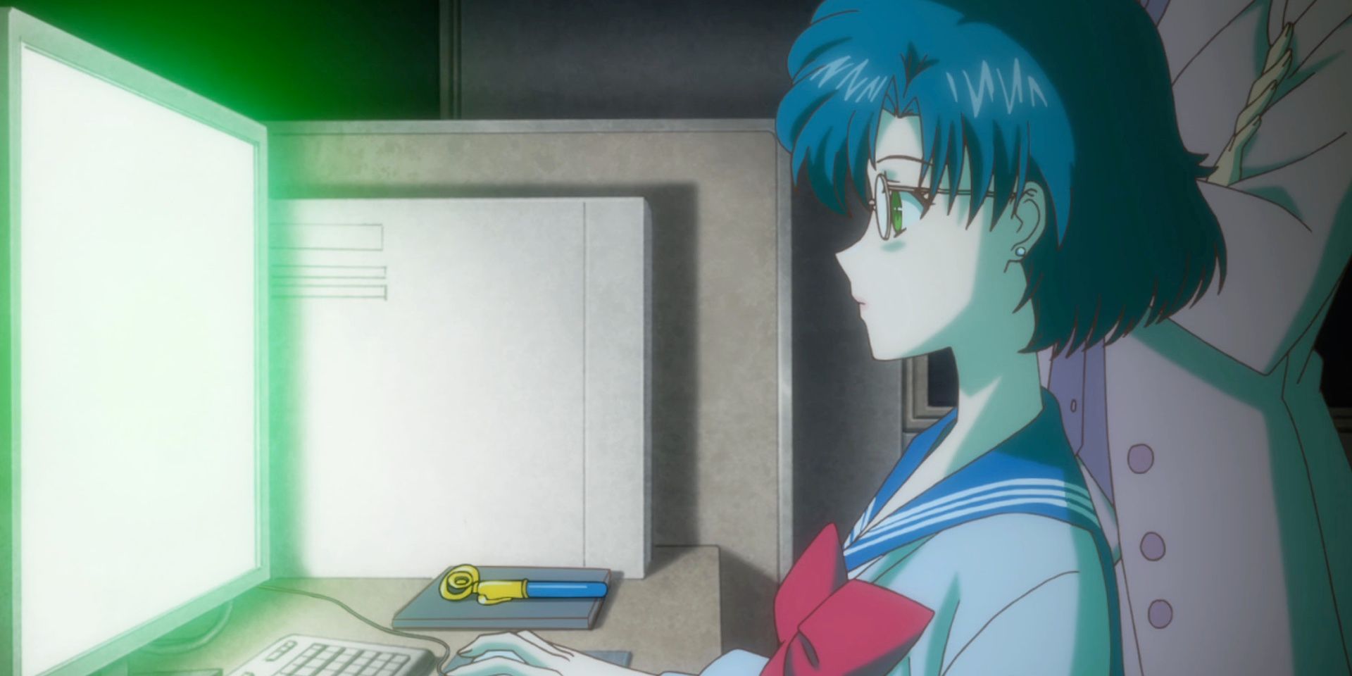 Sailor Moon Ami at Her Computer