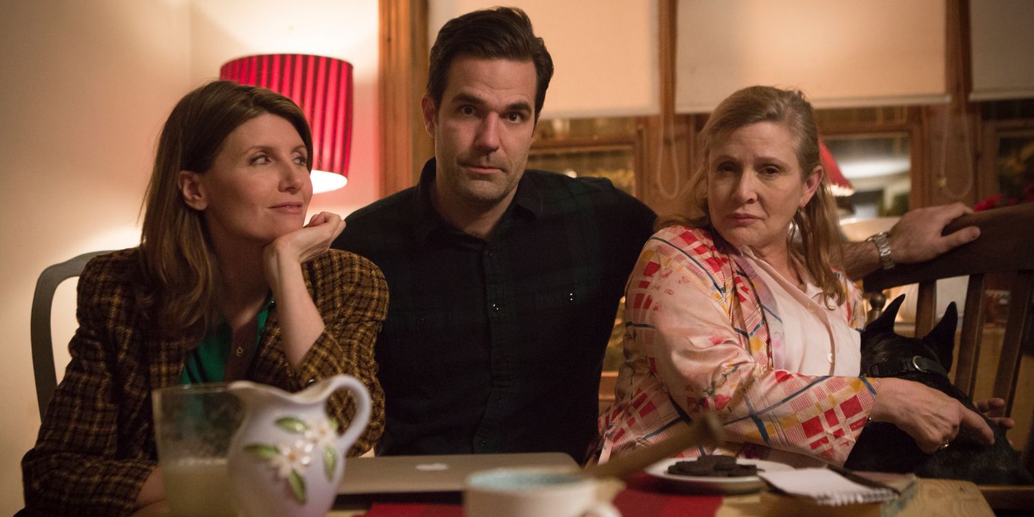 Sharon Horgan Rob Delaney and Carrie Fisher in Catastrophe Season 3