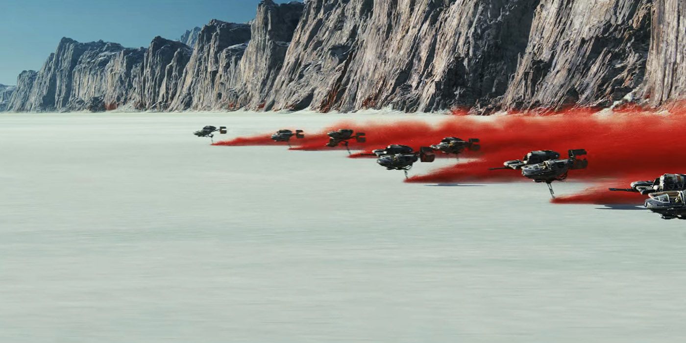 Skimmers on the planet Crait in Star Wars The Last Jedi