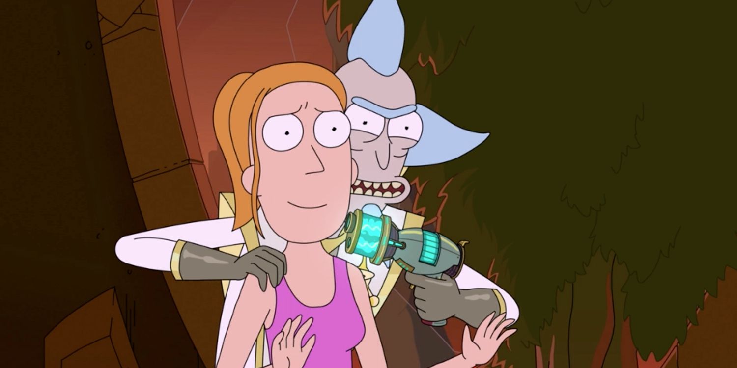 Spencer Grammer and Justin Roiland in Rick and Morty season 3