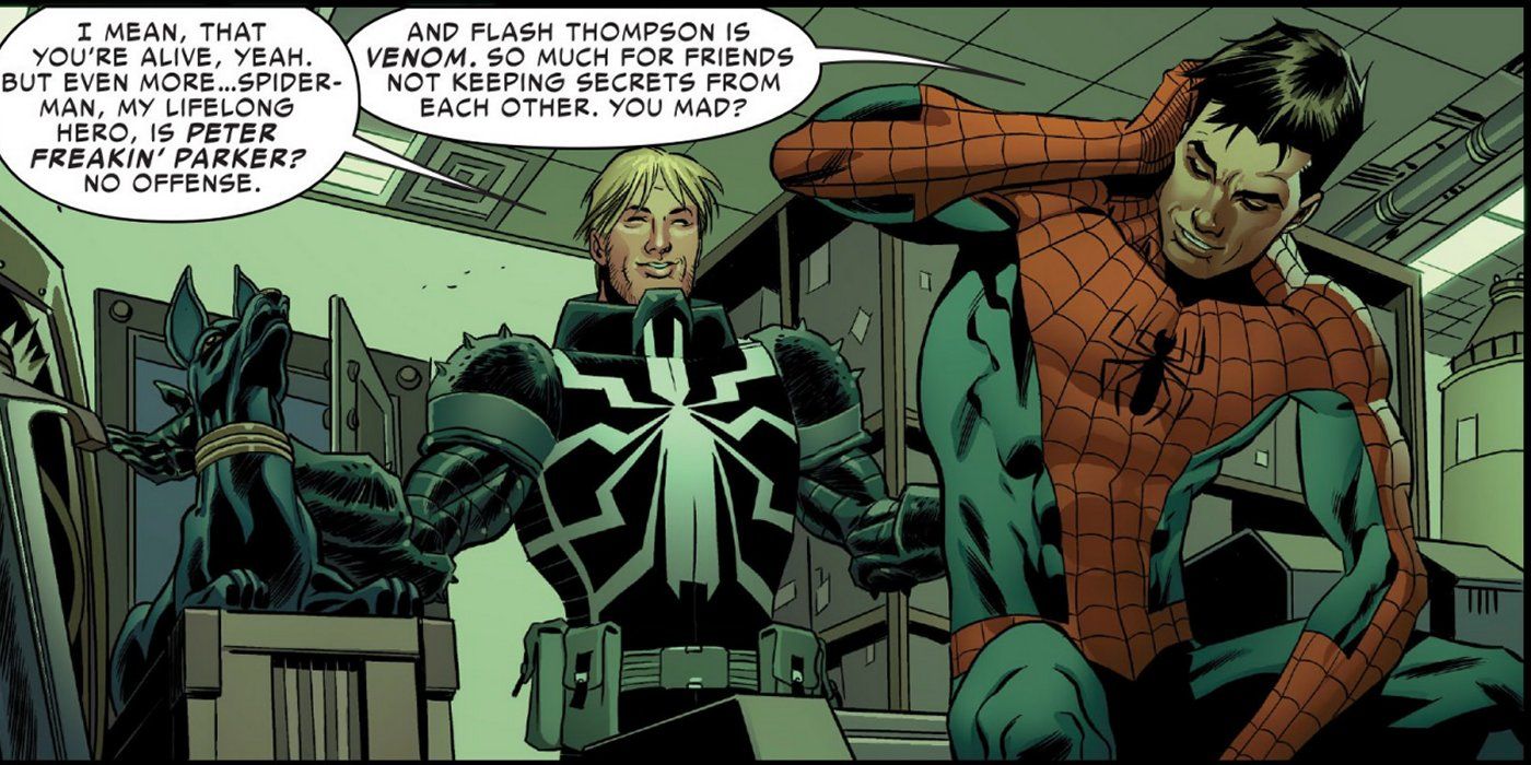 Spider-Man Peter Parker finds out that Flash Thompson is Agent Venom Marvel