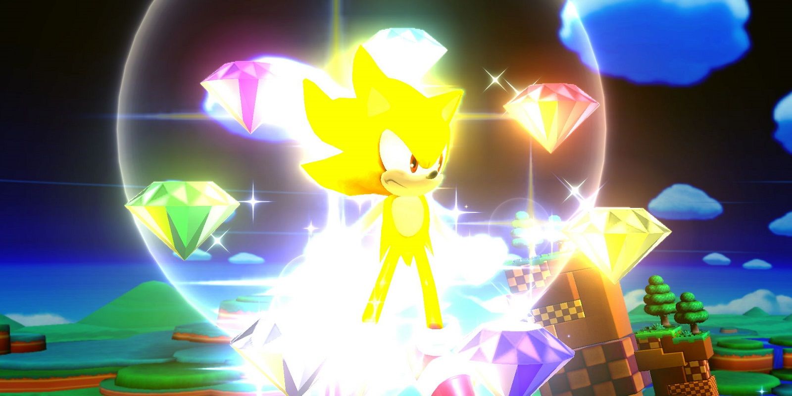 Super Sonic with the chaos emeralds im Super Smash Bros