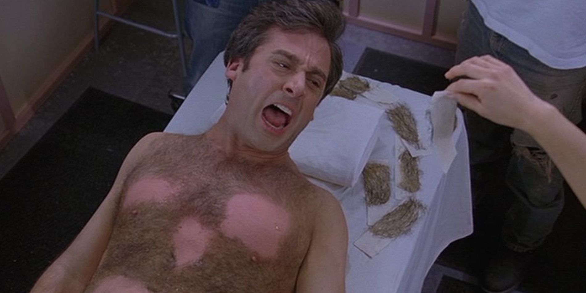 Steve Carell yelling during chest waxing scene in The-40-Year-Old-Virgin