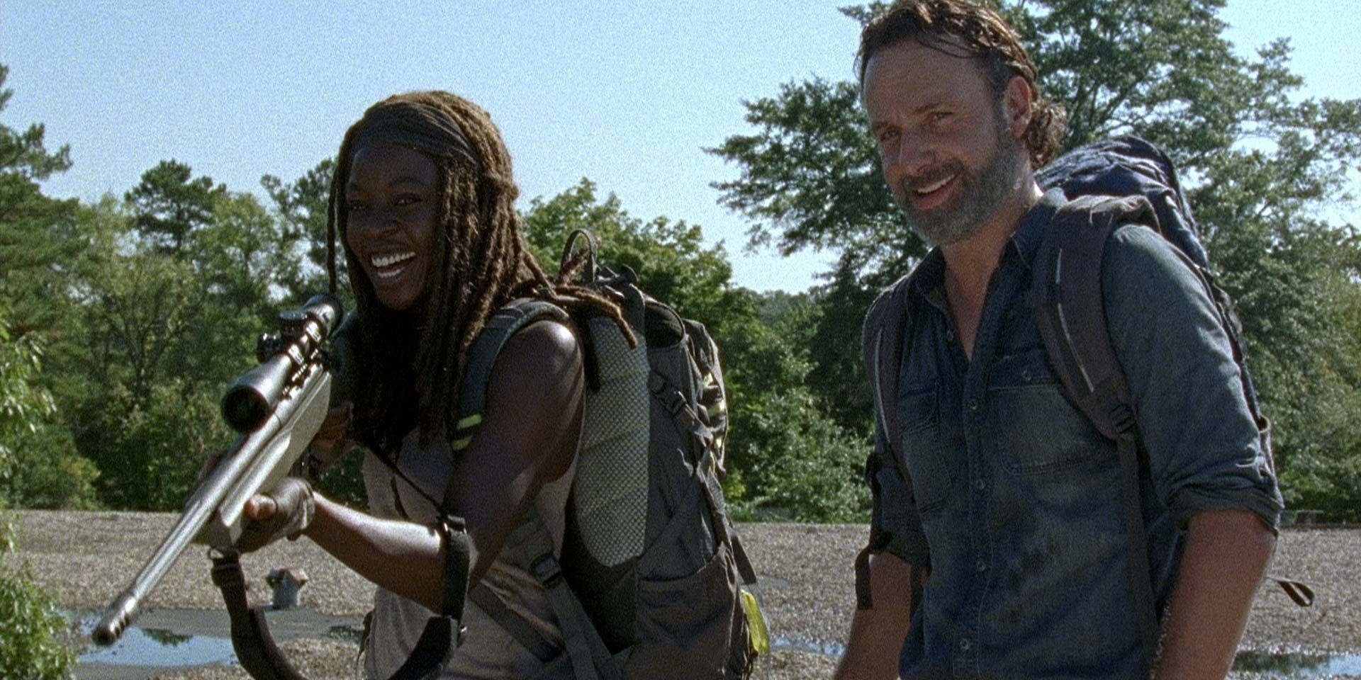 The Walking Dead - Rick and Michonne are laughing