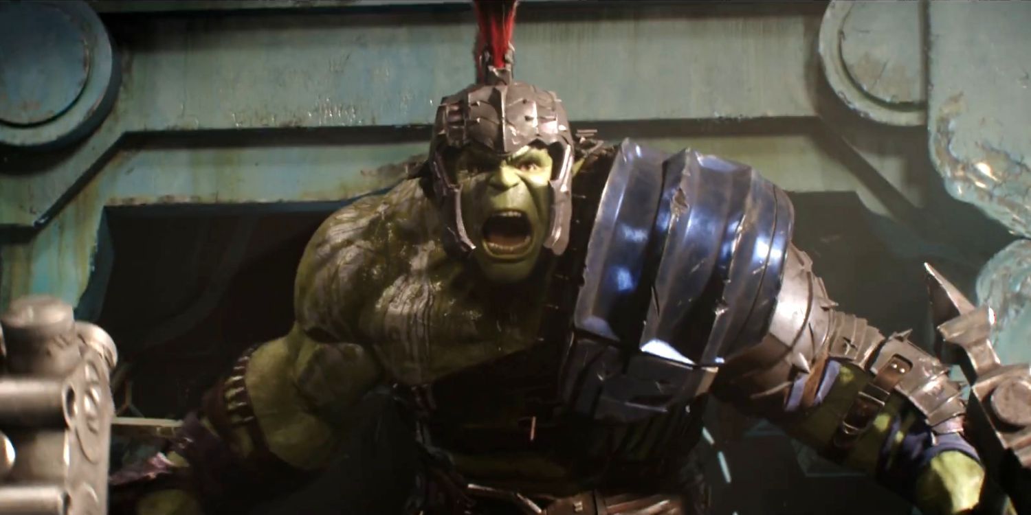 Hulk in his gladiator armor stepping into the arena in Thor Ragnarok
