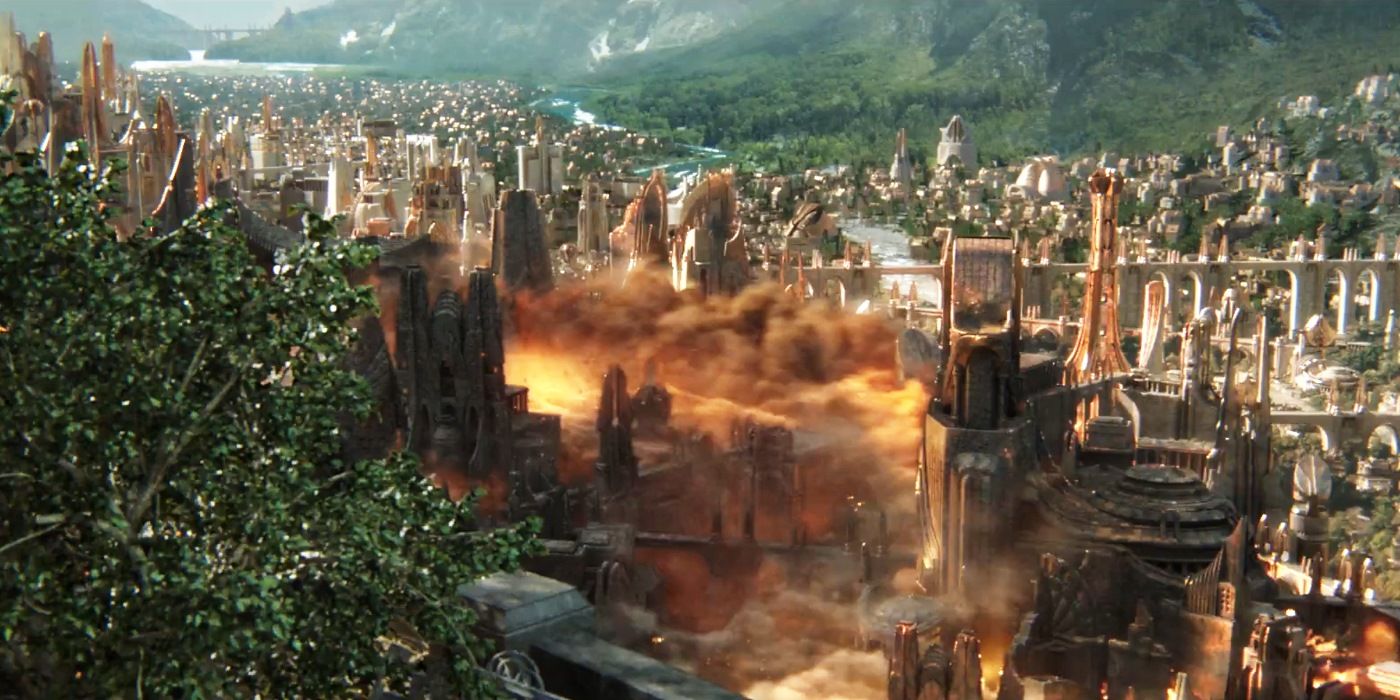 Thor Ragnarok trailer shows the city and buildings of Asgard on fire