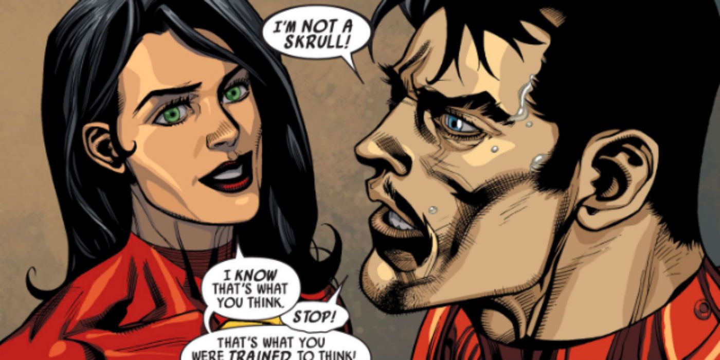 Tony Stark and Skrull Spider Woman