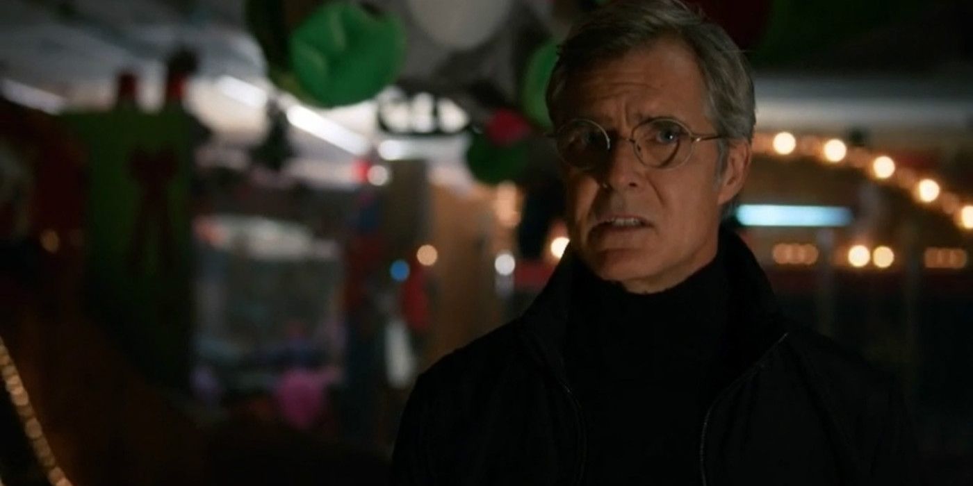 Toyman Winlow Schott Wearing Glasses and a black coat in Supergirl