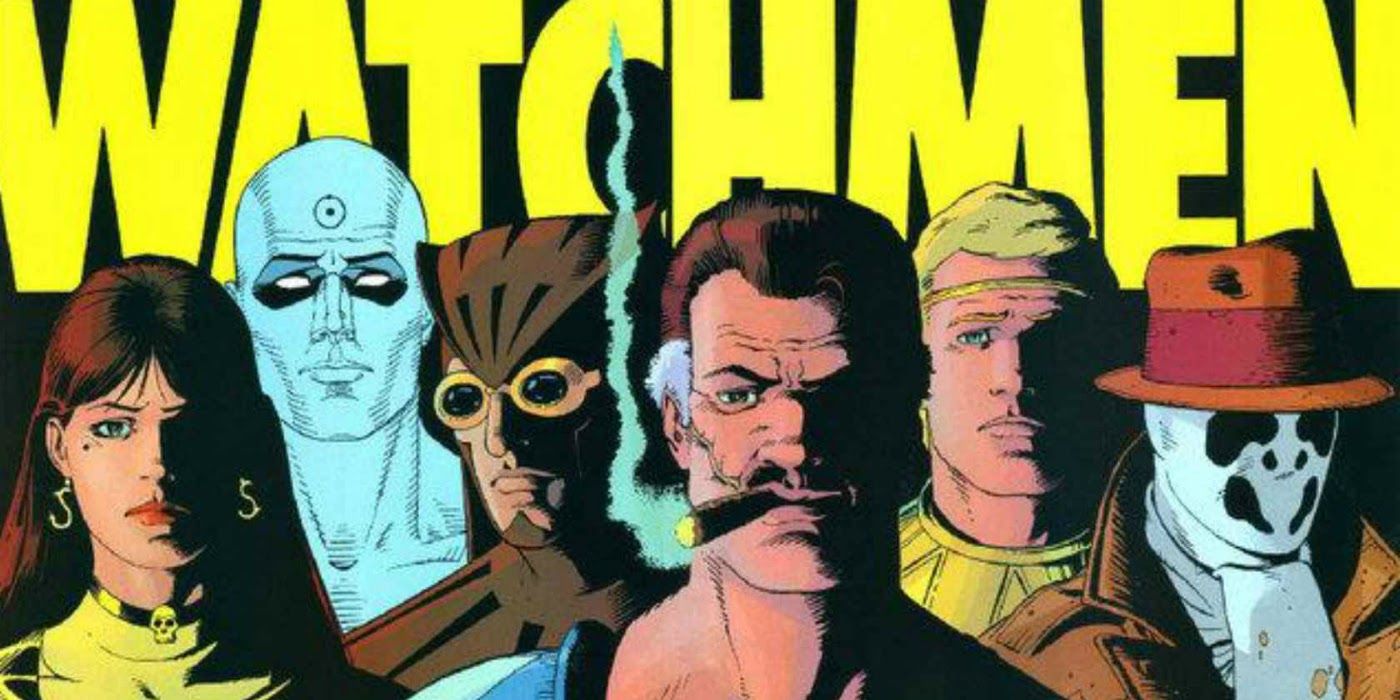 The Watchmen on the cover of the graphic novel
