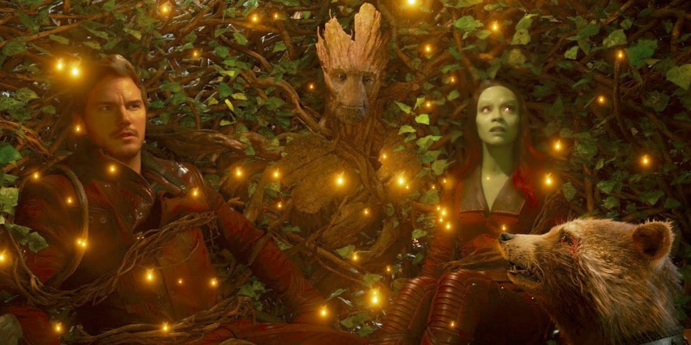 Groot protects the other Guardians with his body