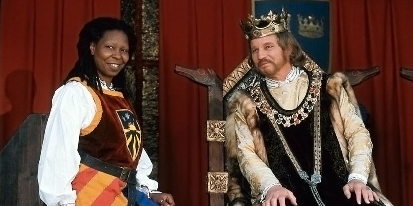 Whoopi Goldberg and Michael York on a throne in A Knight from Camelot