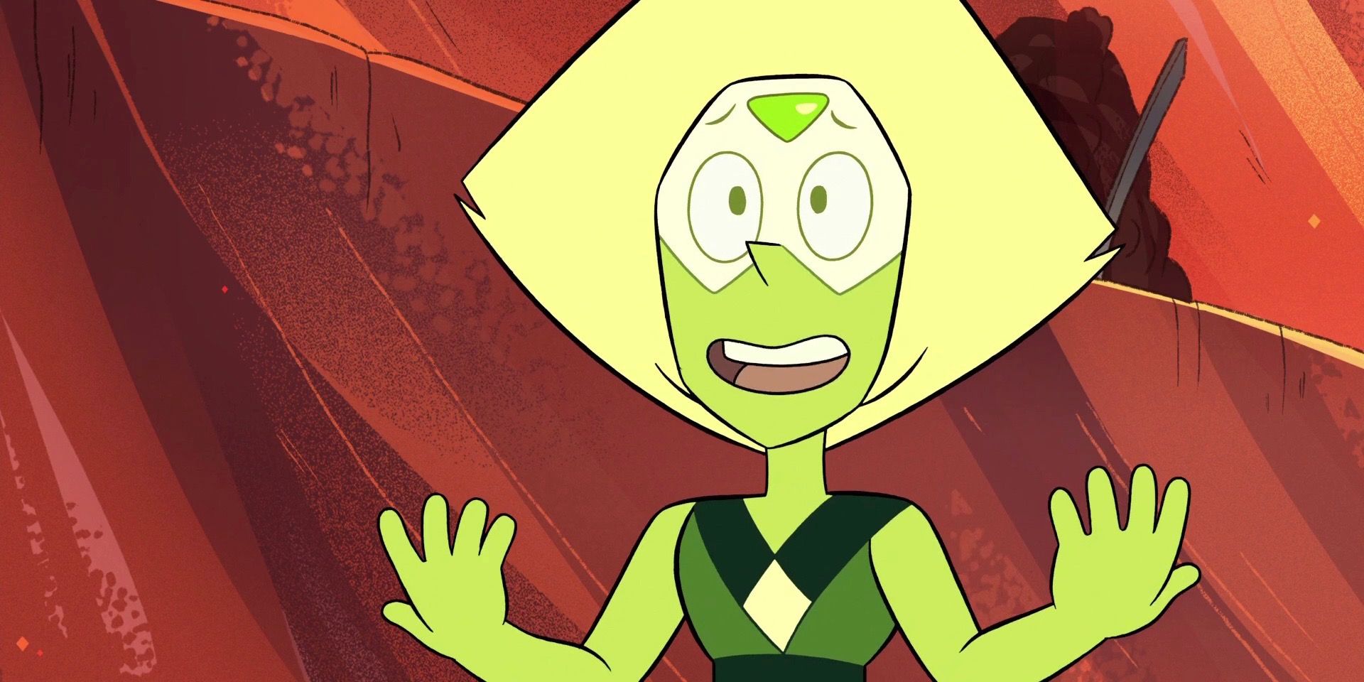 Peridot raising theirs hands in Steven Universe
