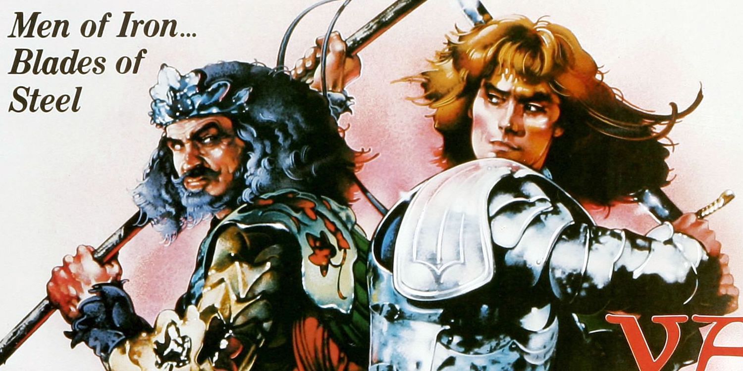 O Cavaleiro Verde e Gawain posando de costas um para o outro no pôster animado de Espada do Valente: A Lenda de Gawain e o Cavaleiro Verde