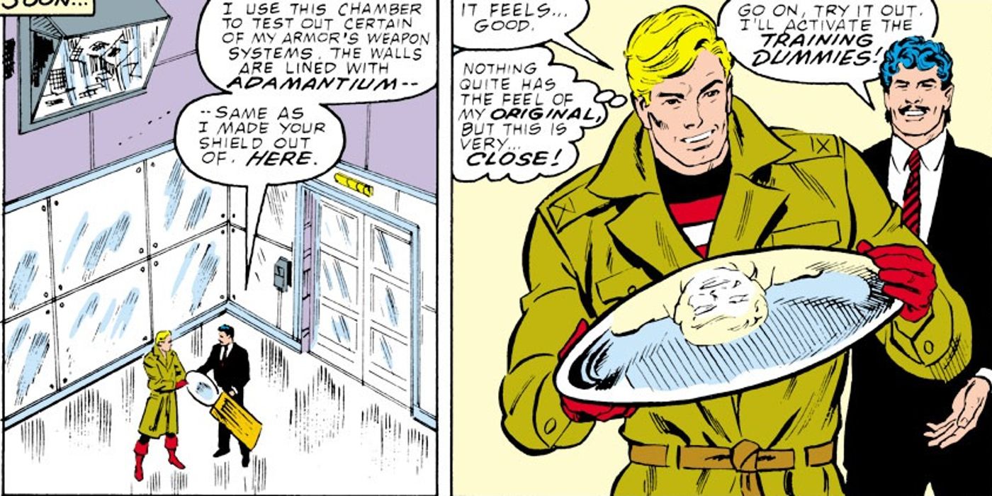 The adamantium shield Steve Rogers uses when he becomes &quot;The Captain&quot;