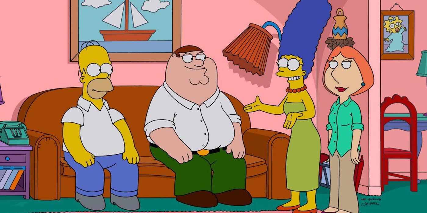 The SImpsons Guy: Lois and Marge with Peter and Homer