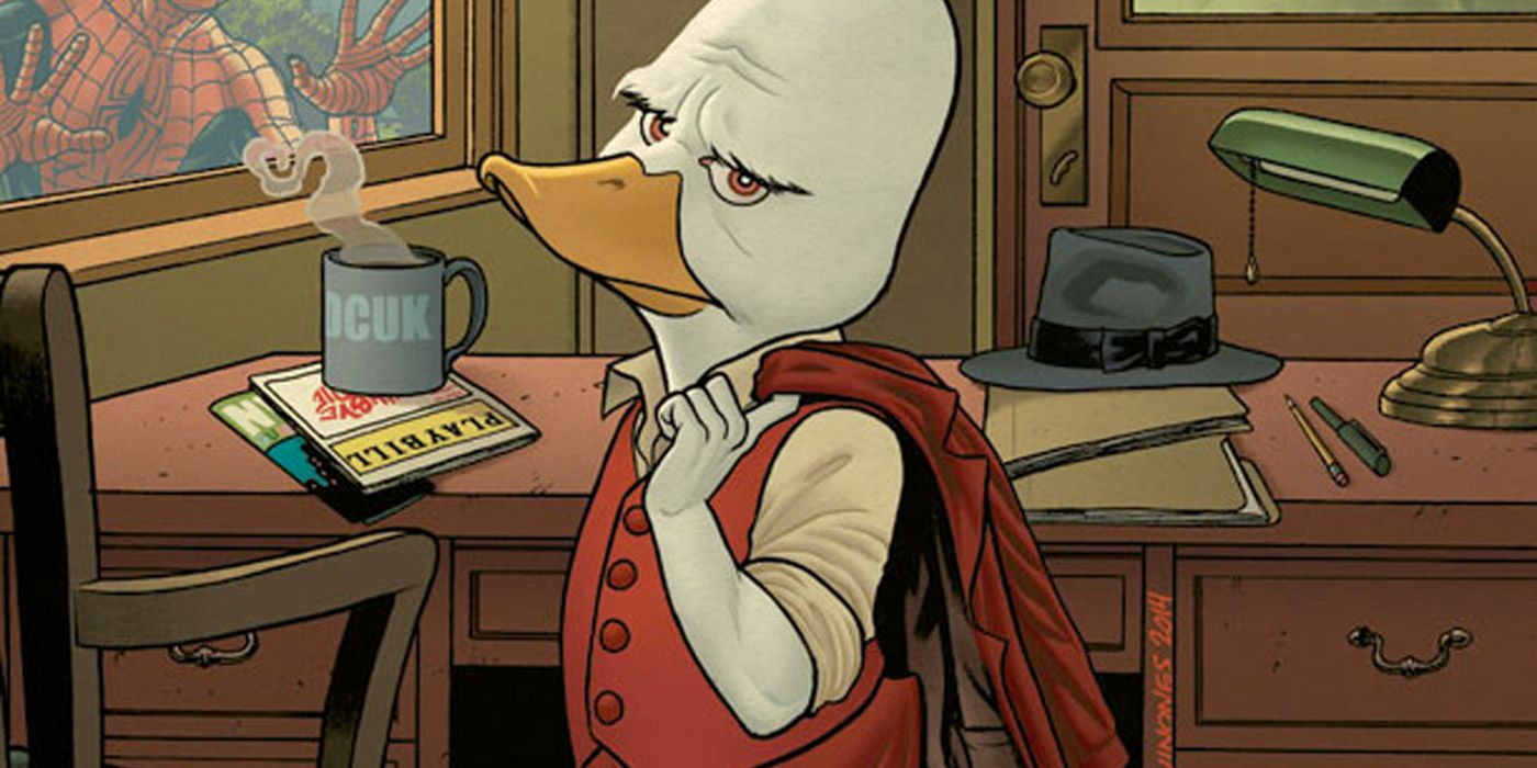 Howard the Duck breaks the fourth wall in his office