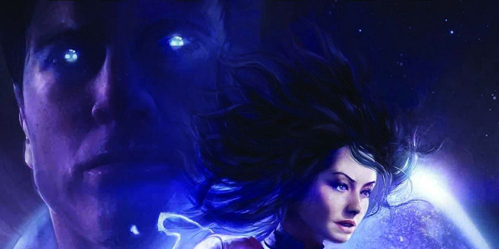 Cover for the book Mass Effect Deception showing the Ilusive Man and a woman.