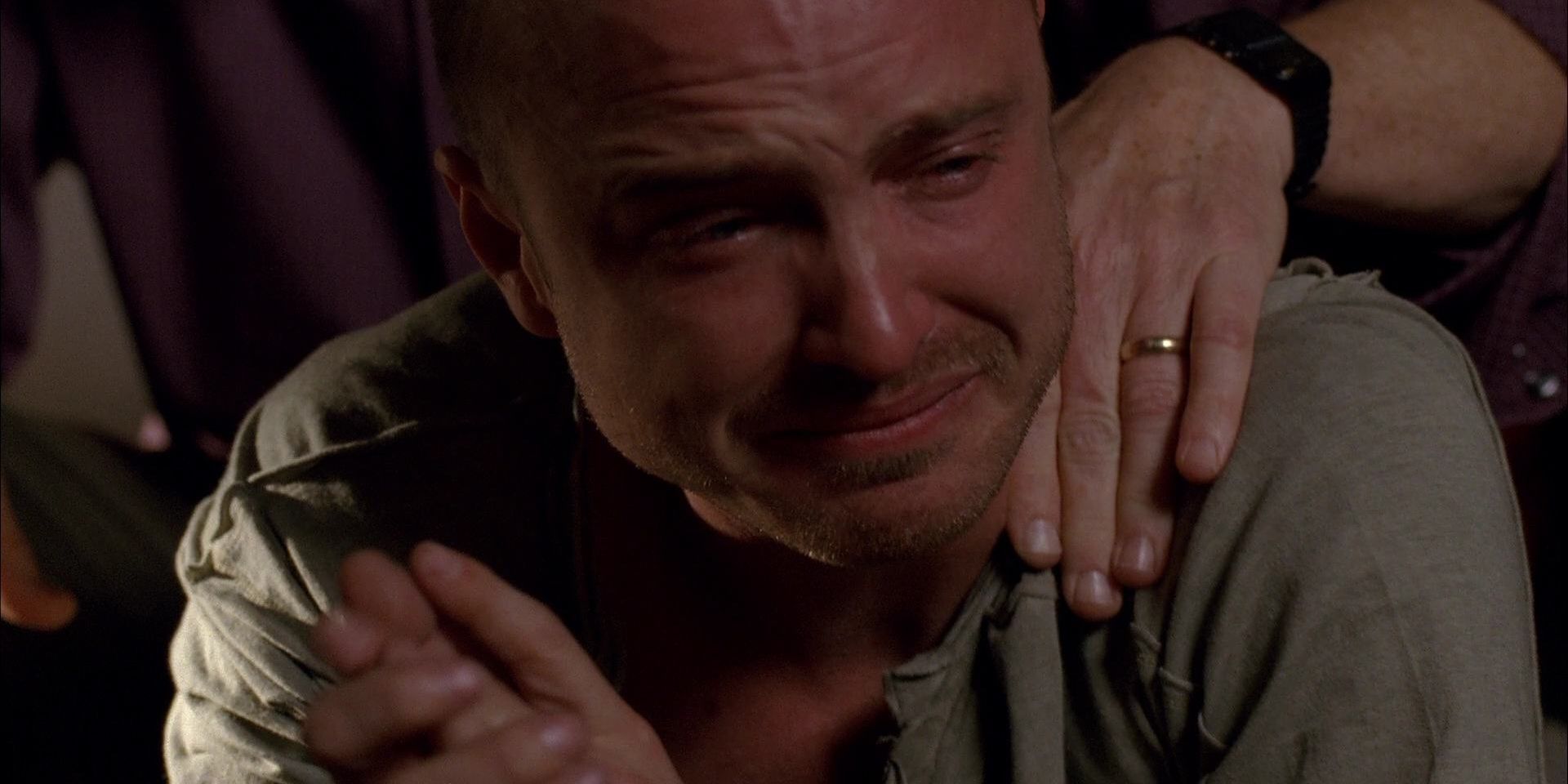 Aaron Paul as Jesse Pinkman cries in Breaking BAd Madrigal