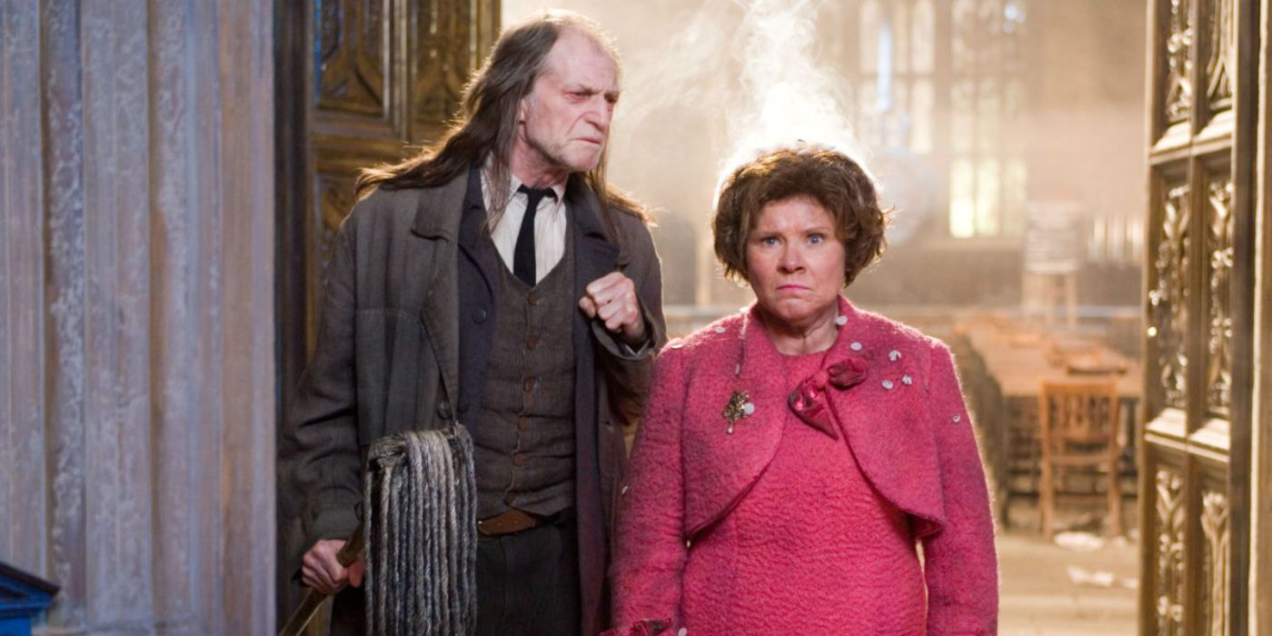 Argus Filch and Dolores Umbridge in Harry Potter and the Order of the Phoenix