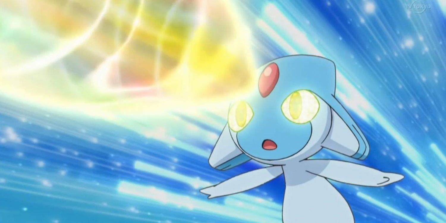 Azelf using an attack in the Pokémon anime