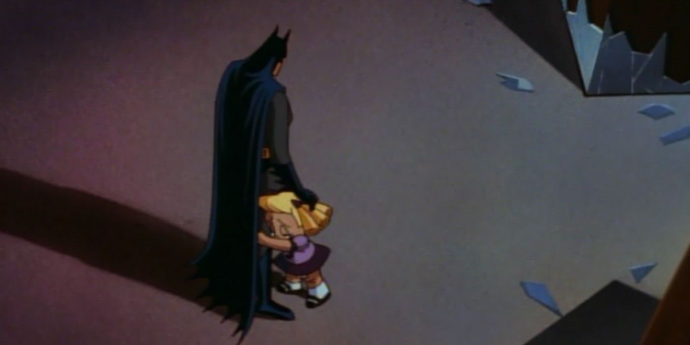 Batman comforting Baby Doll 