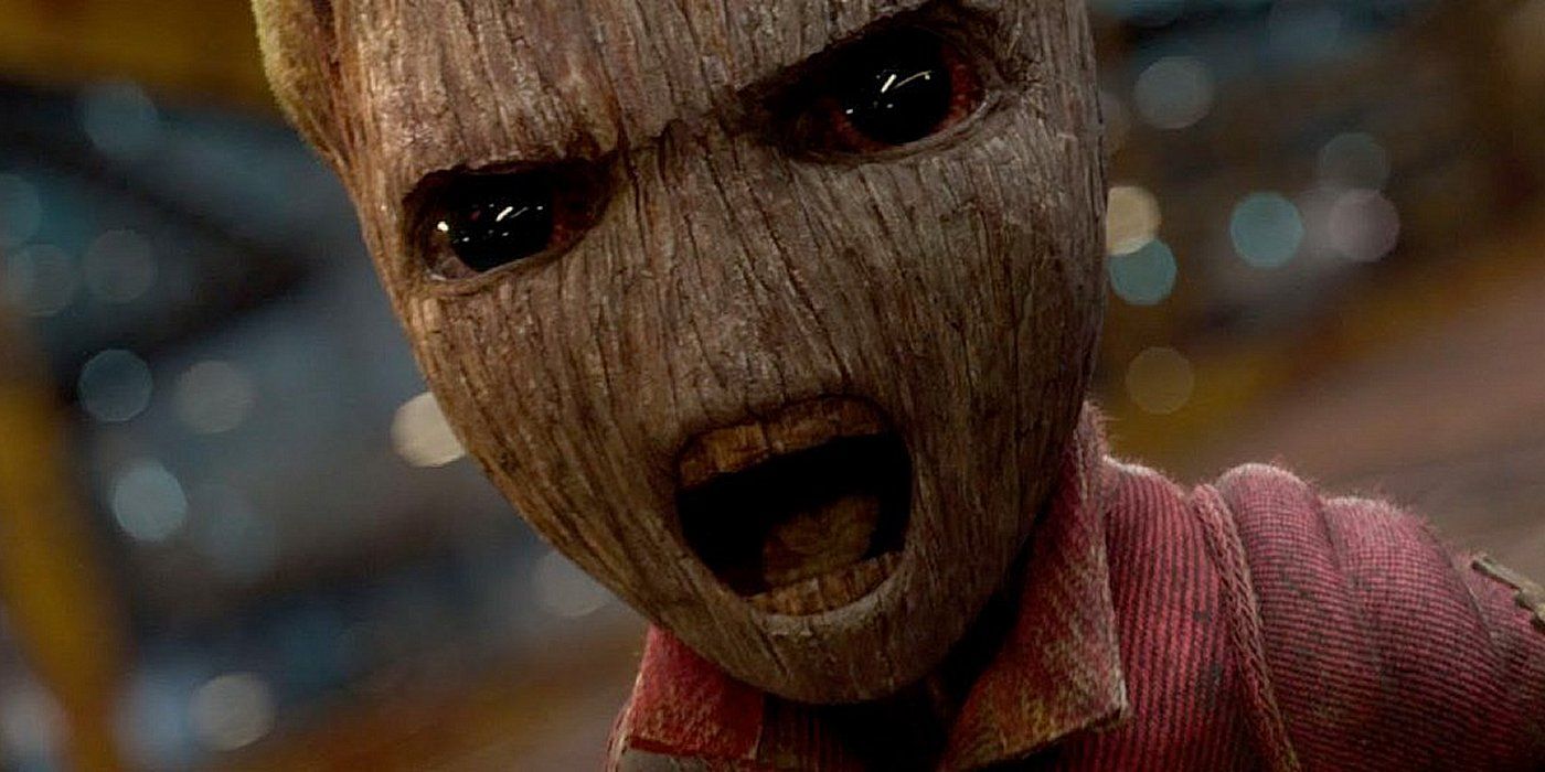 Baby Groot screaming in rage in Guardians of the Galaxy 2