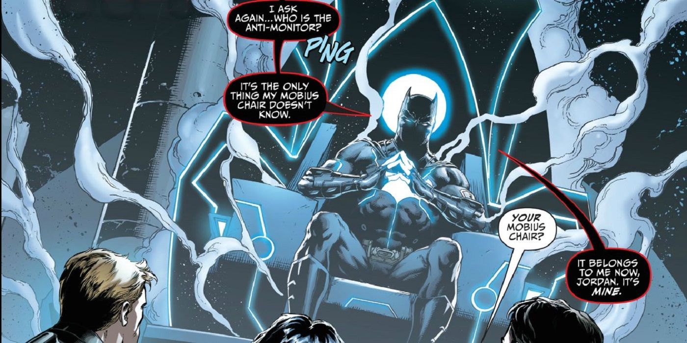 Batman sits in the Mobius Chair in DC Comics.
