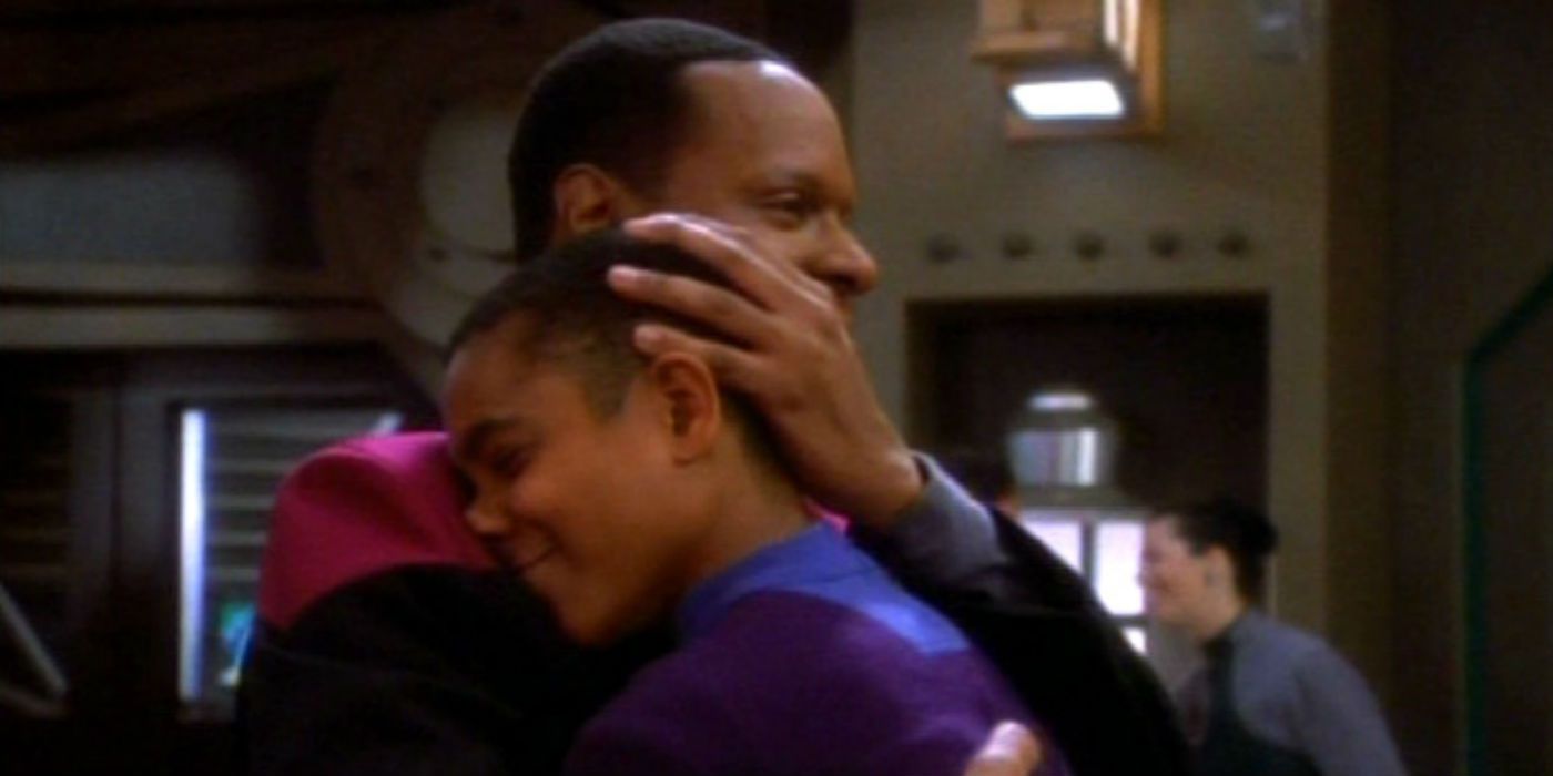 Ben hugs his son Jake from Deep Space Nine 