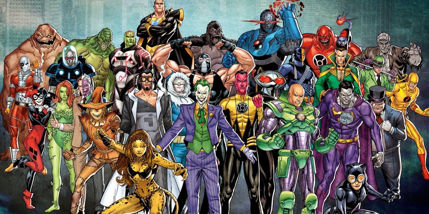 A large group of DC Comics villains