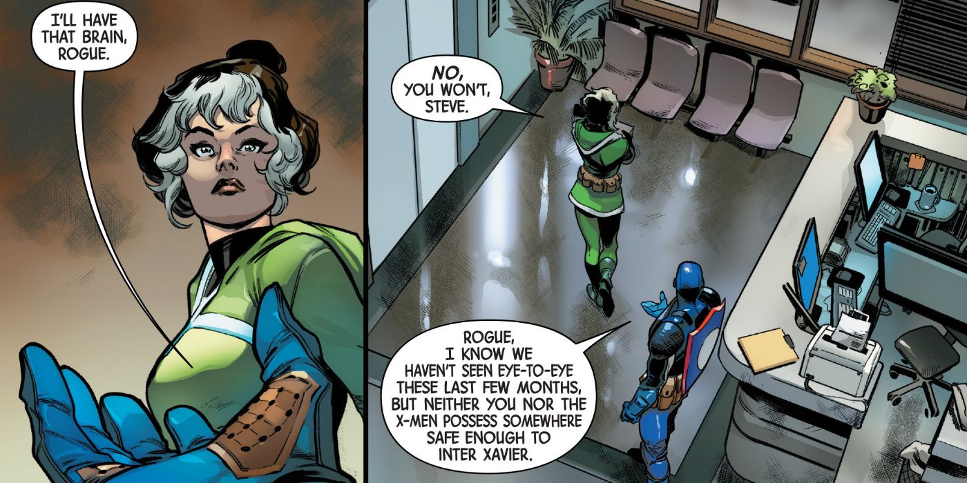 Captain America tries to Confiscate Professor X's Brain