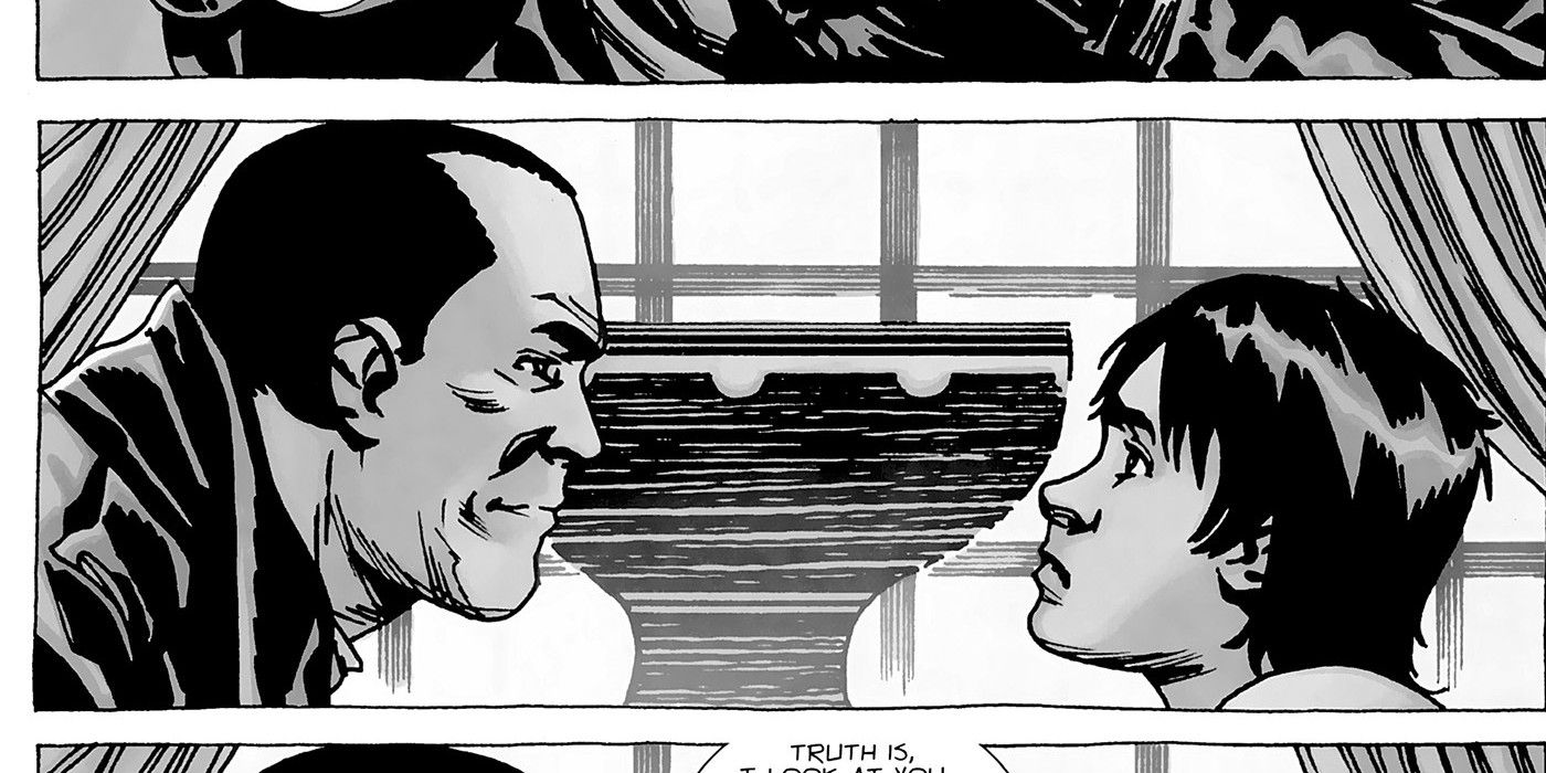 Carl and Negan in The Walking Dead comic
