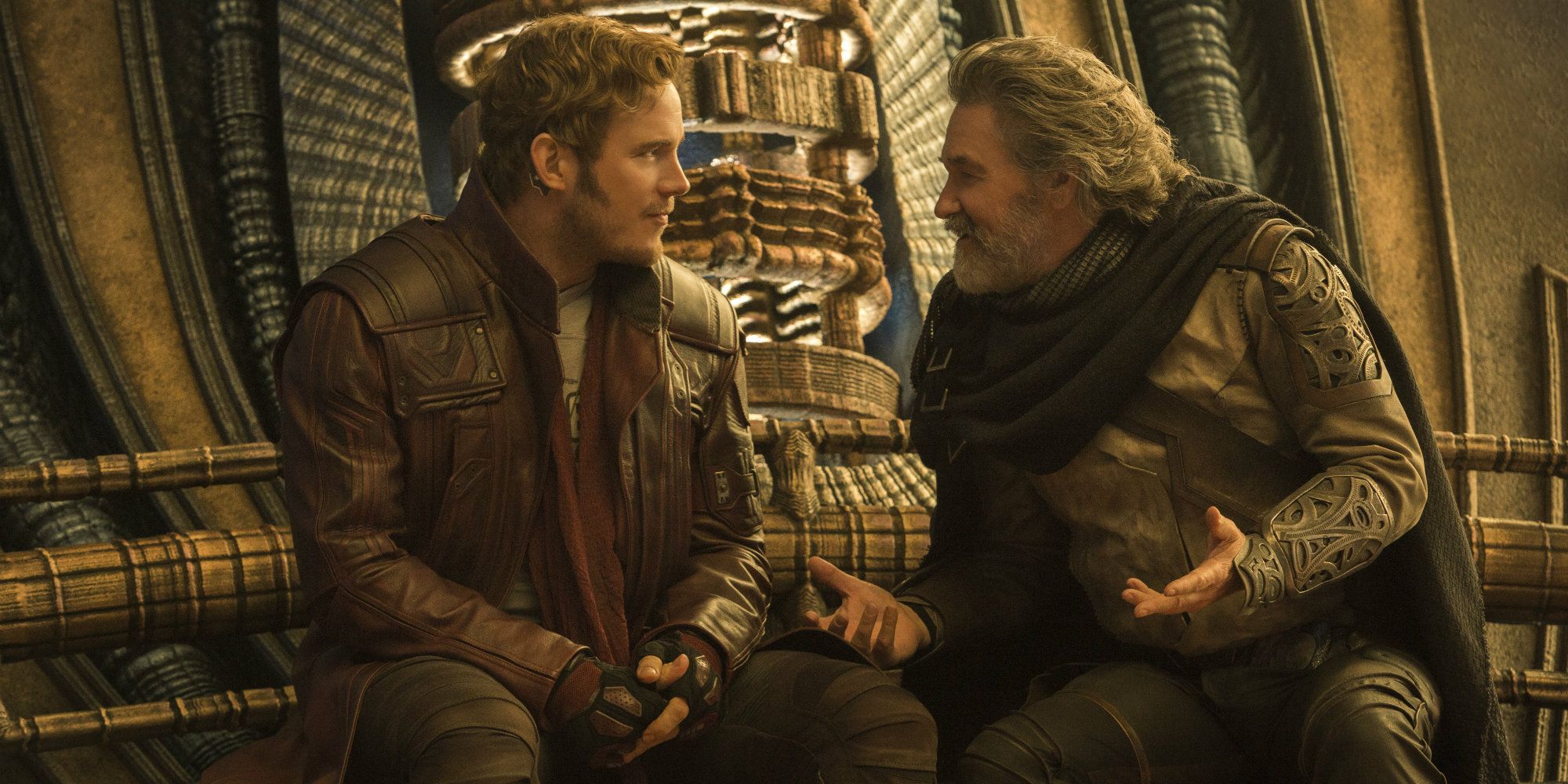 Chris Pratt and Kurt Russell in Guardians of the Galaxy 2