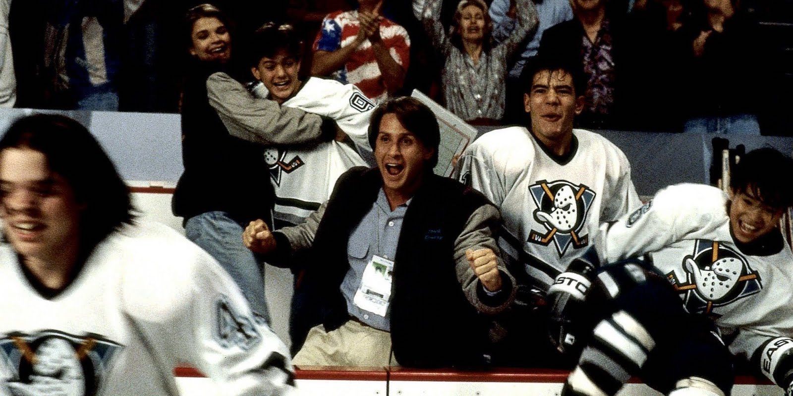 Coach Bombay celebrating in The Mighty Ducks