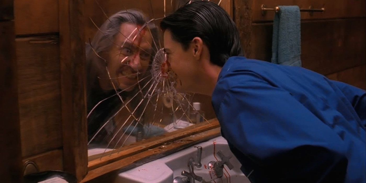 Cooper smashes his head into the mirror from Twin Peaks 