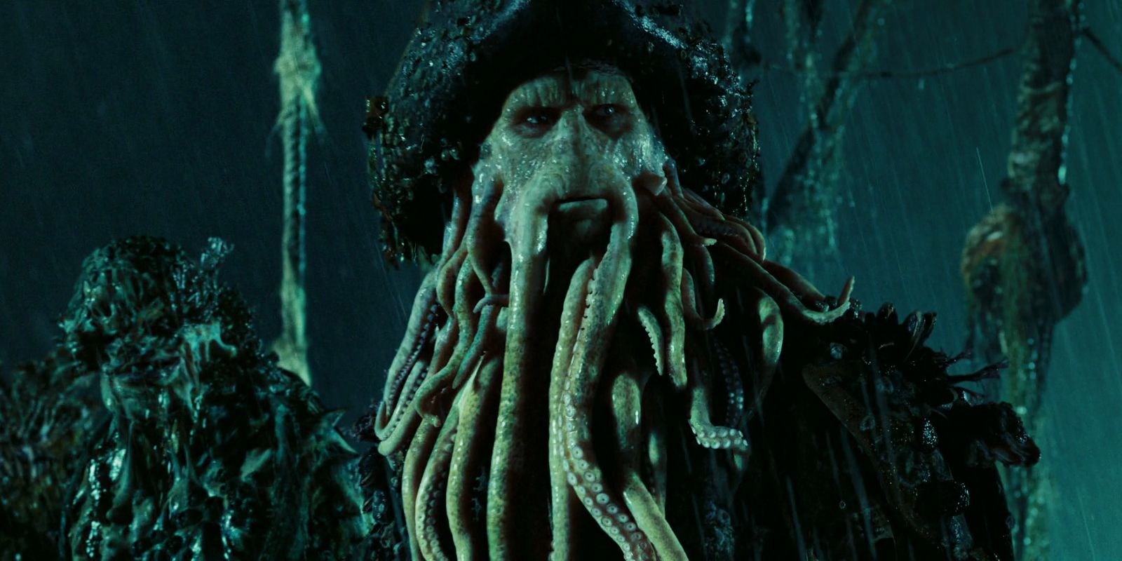 Davy Jones stands on his ship in Pirates of the Caribbean: Dead Man's Chest