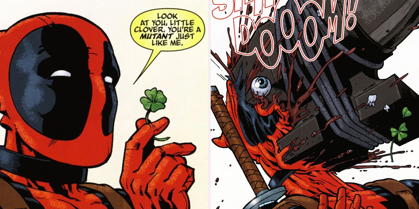 An advil falling on Deadpool's head in the comics