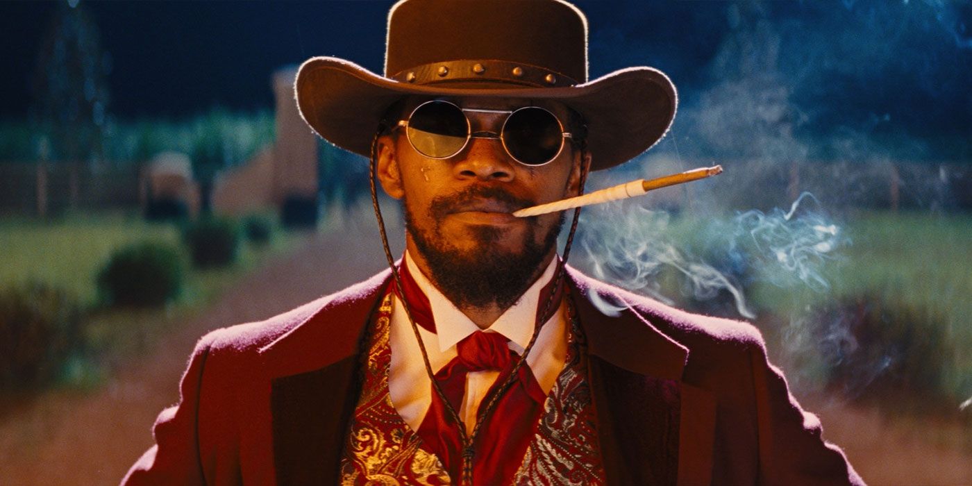 Django dressed as Calvin Candie in Django Unchained