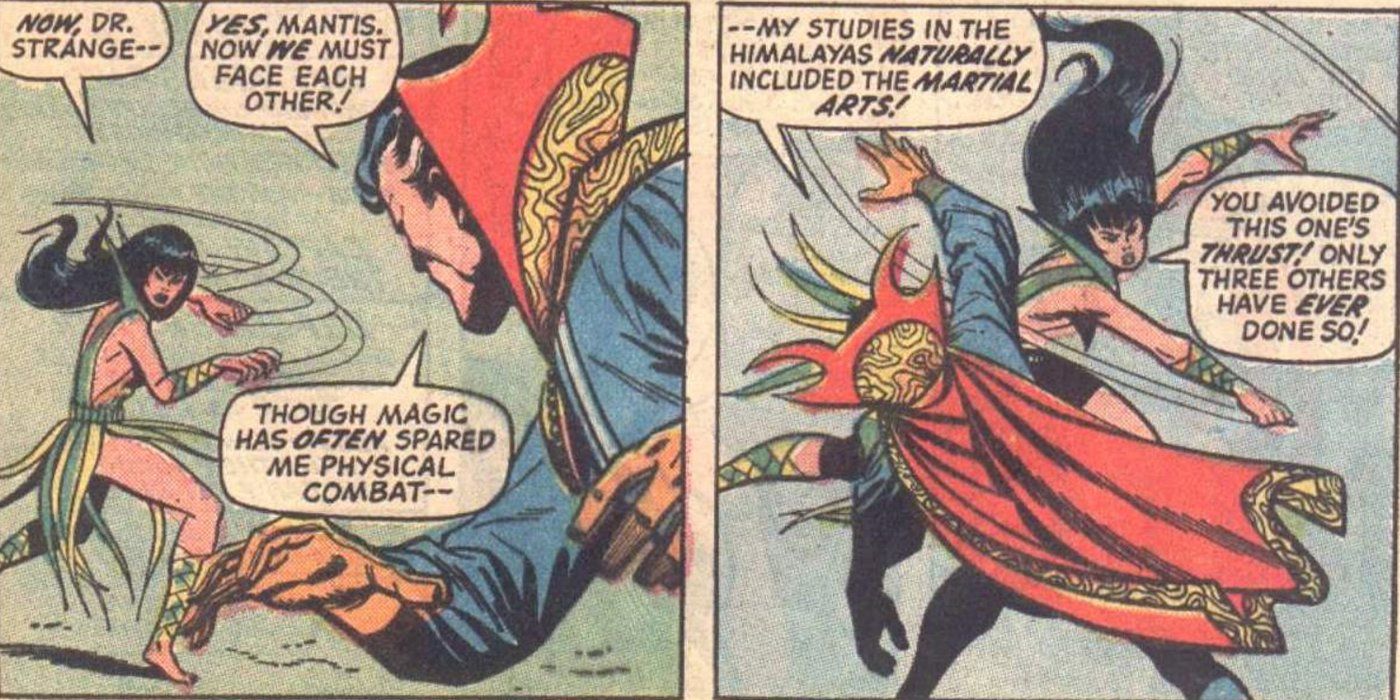 Doctor Strange vs. Mantis in the Avengers-Defenders War comic