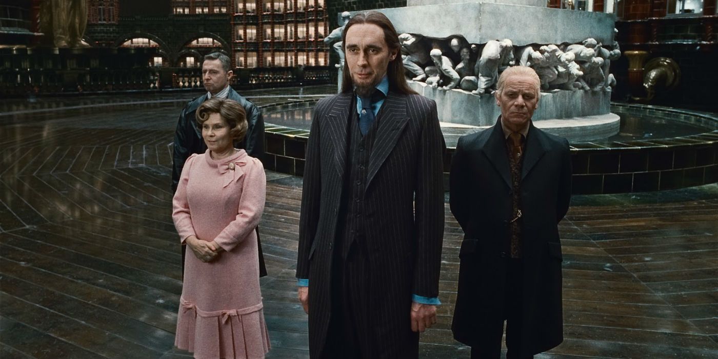 Dolores Umbridge and Pius Thicknesse at the Ministry of Magic in Harry Potter