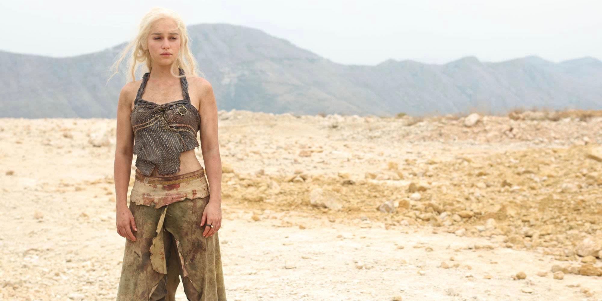 Daenerys standing in the desert in Game of Thrones