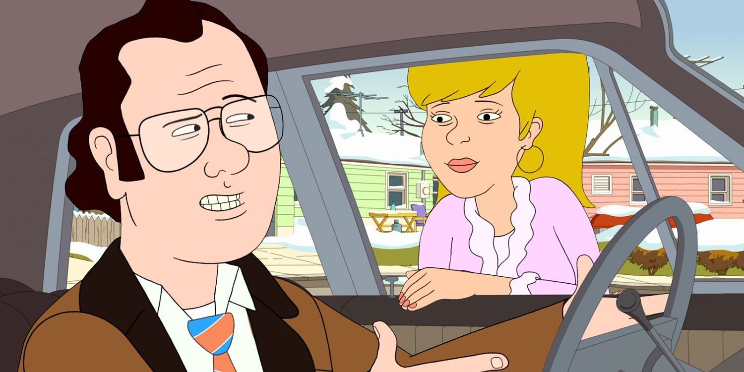 Frank Murphy in the car and Sue in F is for Family season 2