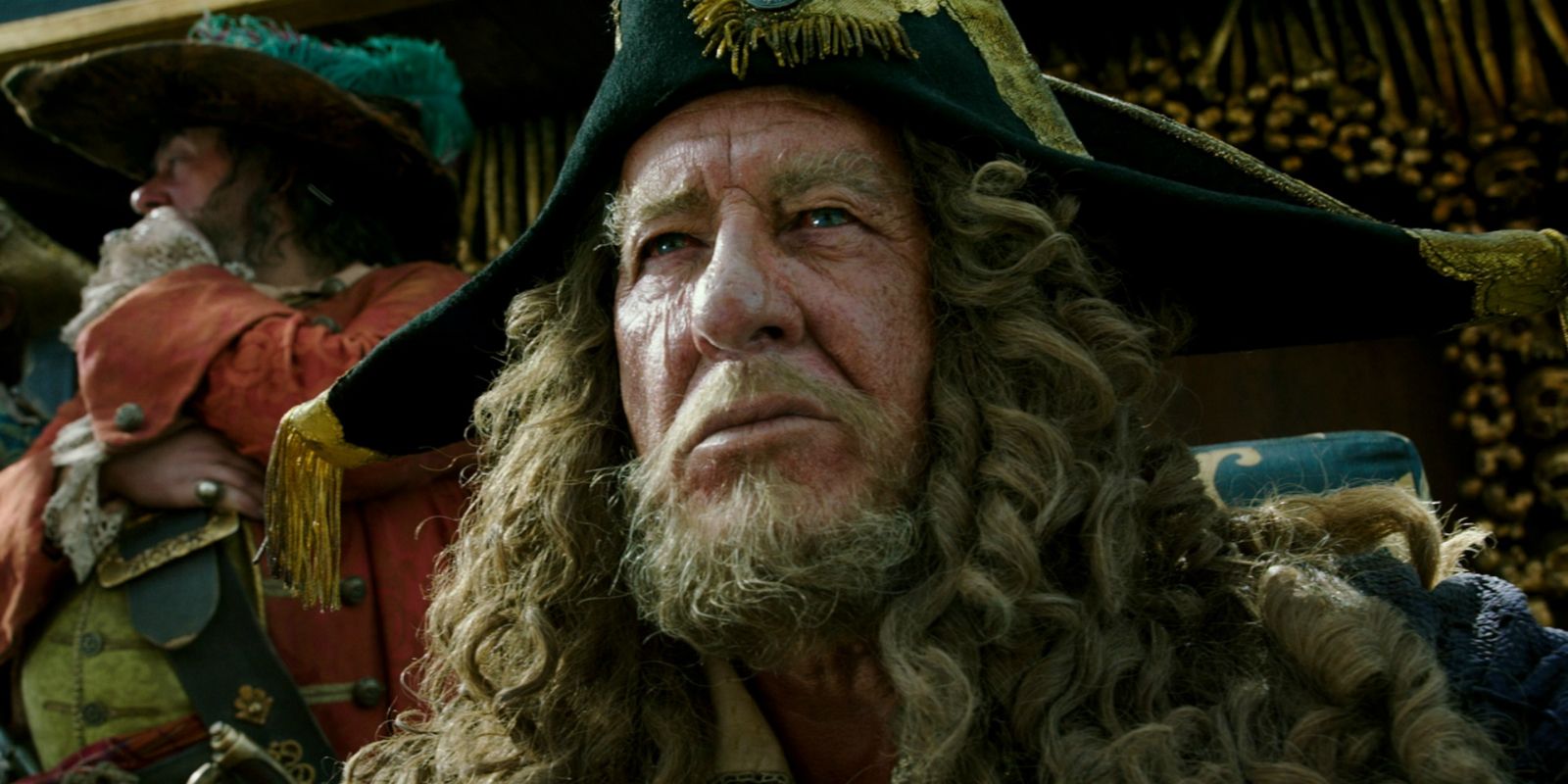 Geoffrey Rush as Barbossa in Pirates of the Caribbean 5 Dead Men Tell No Tales