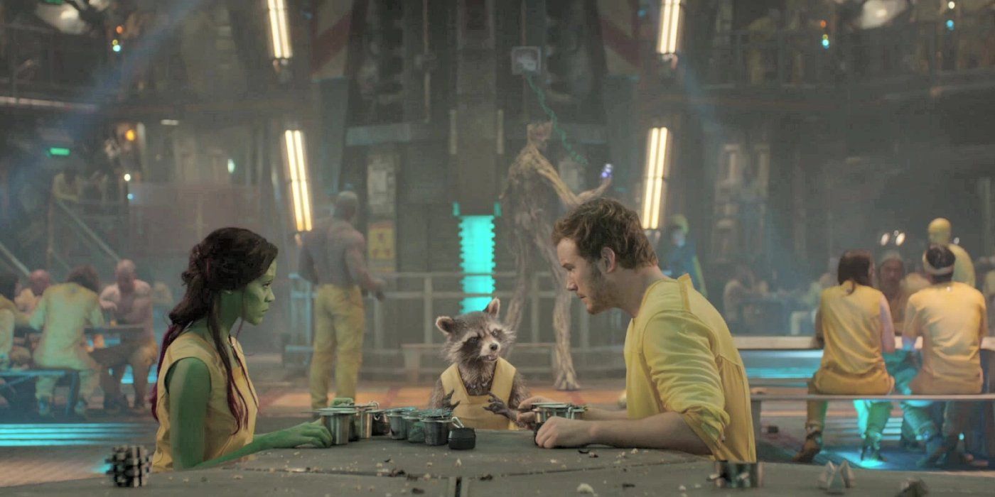Groot grabs the quarnex battery kyln prison Rocket Star-Lord Gamora Guardians of the Galaxy Marvel