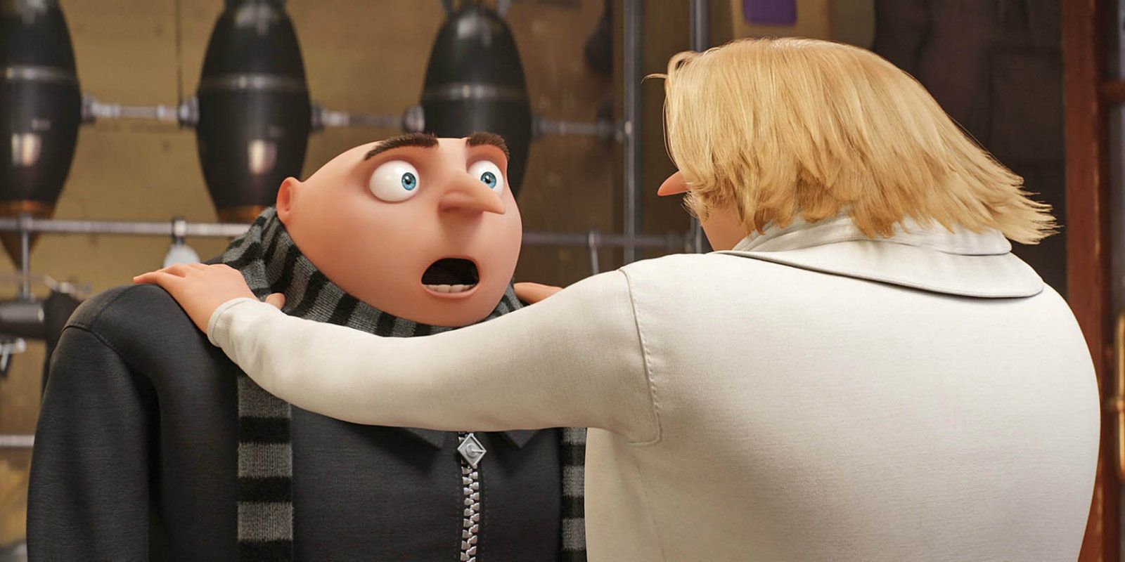 Dru with his hands on Dru's shoulders in Despicable Me 3