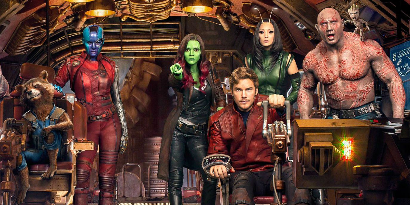 Guardians of the Galaxy Vol 2 Full Team Line Up while sitting in the space ship